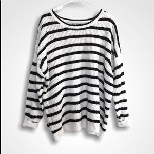 Charlotte Russe Oversized Striped Crewneck Sweater